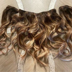 20" Luxy Hair Extensions Chestnut Brown Highlights Clip Ins